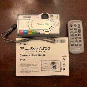 Canon A300 Digital Camera Power Shot 5MM 1.3.6 3.2 Mega Pixels Silver Working P5